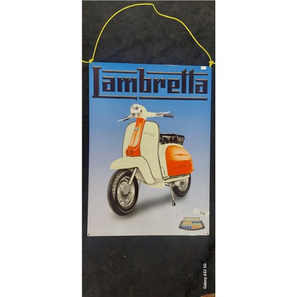 Nice reproduction metal Lambretta Scooter sign 28" x 20"