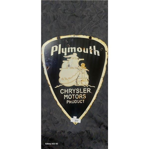 Reproduction Plymouth metal sign 24" high