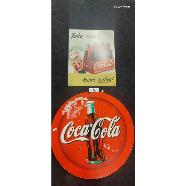 Pair of repro signs 1 metal 1 cardboard