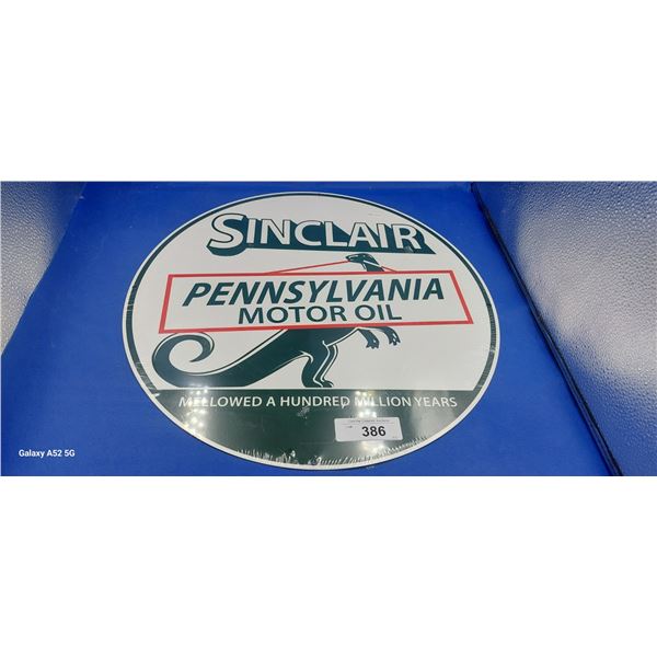 Reproduction Sinclair metal sign 18" diameter