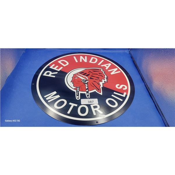 Repro Red Indian metal sign 18" diameter