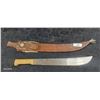 Image 1 : Vintage machete with ornately decorated leather sheath 24"