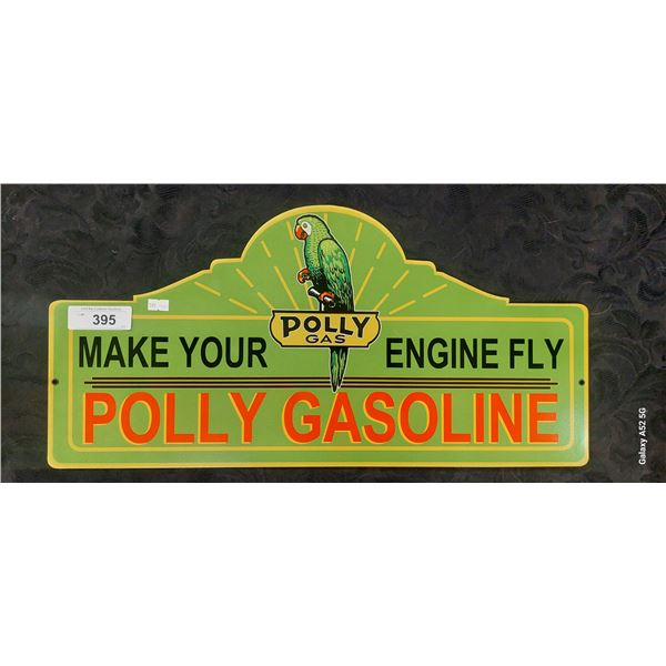 Repro Polly Gasoline metal sign 22"