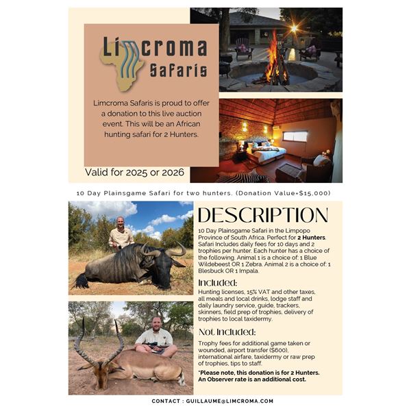 Charity Lot Limcroma Safari & Cape Buffalo Bronze