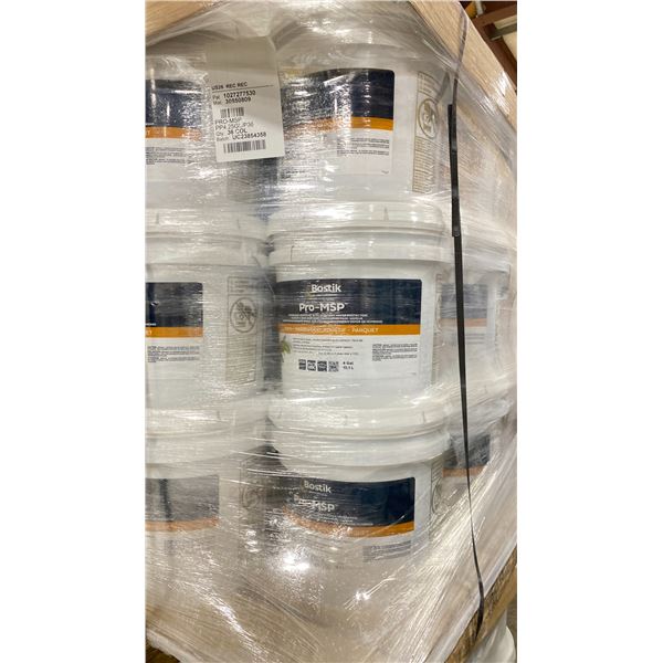 3X 4 GALLON PALES OF BOSTIK PRO-MSP COMMERCIAL HARDWOOD ADHESIVE