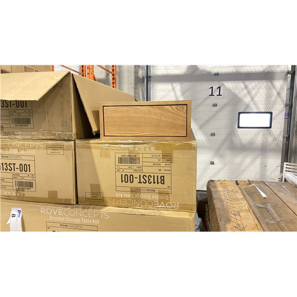PAIR OF ROVE CONCEPTS DESIGNER DRESDEN ASH WOODEN STORAGE TABLE *IN BOX*