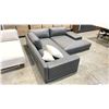 Image 2 : ROVE CONCEPTS DESIGNER 2 PCS GREY LEATHER OVER SIZED DEEP SECTIONAL SOFA *DISPLAY ONLY, NOT IN BOX,