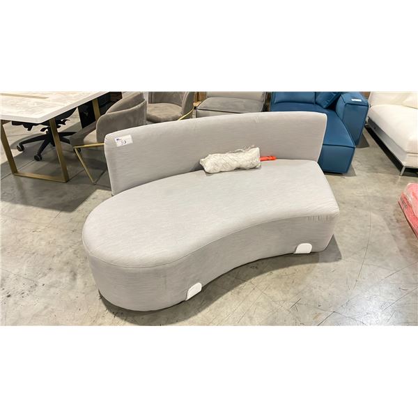 ROVE CONCEPTS DESIGNER BRUSH GREY CURVED CHAISE SECTIONAL SECTION *DISPLAY ONLY, NOT IN BOX*