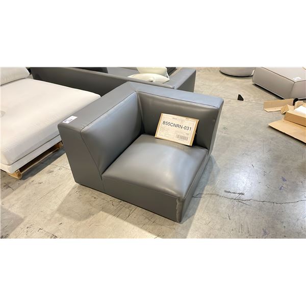 ROVE CONCEPTS DESIGNER PORTER GREY LEATHER CORNER SECTIONAL SECTION *DISPLAY ONLY, NOT IN BOX*