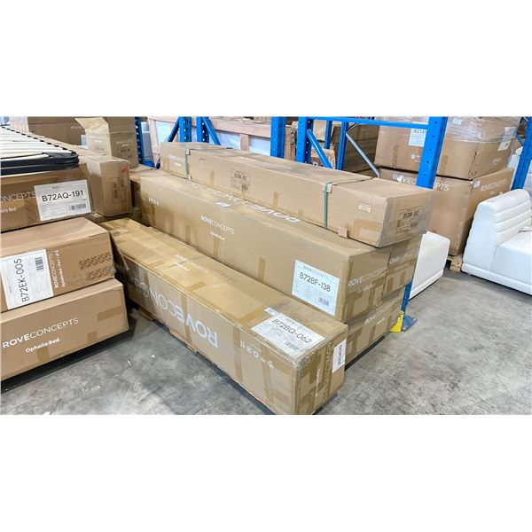 PALLET OF ROVE CONCEPTS DESIGNER ASSORTED OPHELIA, MIKKEL, HARPER BED PARTS *IN BOX*