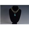 Image 2 : Multi-Strand Silver Chain Necklace with Turquoise Pendant