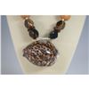 Image 1 : Beaded Necklace with Tiger Cowrie Shell Pendant