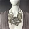 Image 2 : Rebel Chic Silver Tone Necklace with Python and Chain Design