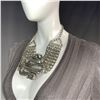 Image 4 : Rebel Chic Silver Tone Necklace with Python and Chain Design