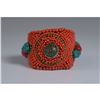 Image 1 : Handcrafted Beaded Cuff Bracelet with Colored Stone Accents
