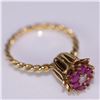 Image 1 : Delicate 14K Yellow Gold, Diamond and Amethyst Ring