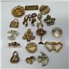 Image 2 : 18pc Collection of Enamel and Gold-Tone Brooches and Pins