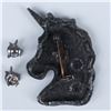 Image 3 : Majestic Pewter Unicorn Brooch and Earrings Set
