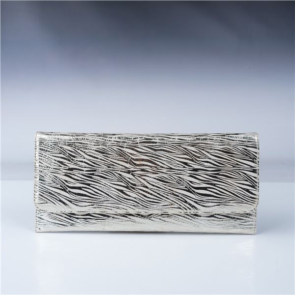 Carlo Falchi Metallic Zebra Pattern Italian Clutch