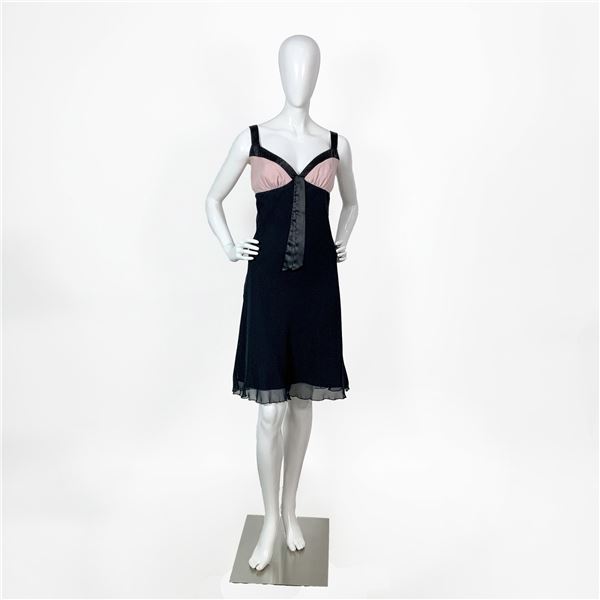 ABS by Allen Schwartz Black and Pink Cocktail Dress