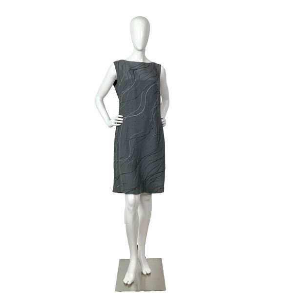 Original Antonio Fusco Beaded Grey Sleeveless Cocktail Dress