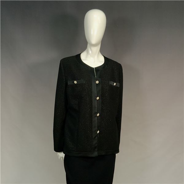 Marie Clemence Paris Black Round Neck Blazer