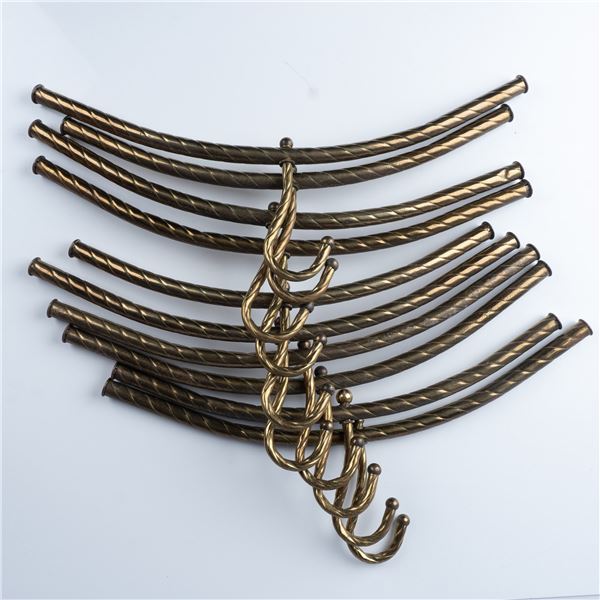 Vintage Brass Twisted Rope Clothes Hangers, Set of 10