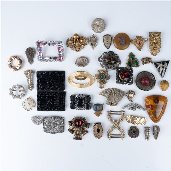 39pc Vintage Shoe Clips Assortment, Various Styles