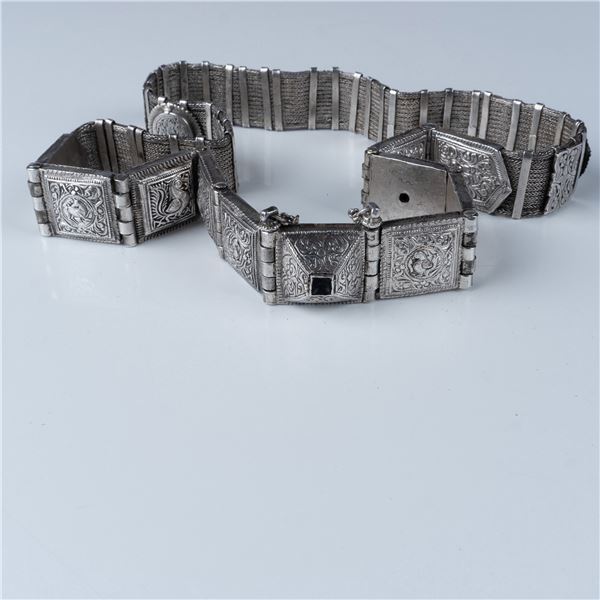 Antique Indian Silver Bride Belt with Ornate Design