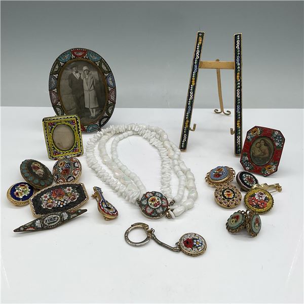 18pc Italian Micro Mosaic Picture Frames, Jewelry, & More