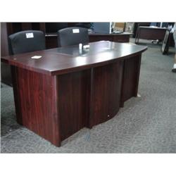 Mahogany Bowfront  Inlay Executive Desk