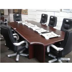 Mahogany  10 Ft Leather Inlay Executive