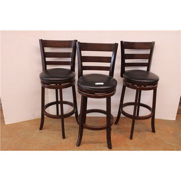 * (3) Bar Stool Height Chairs - Seat Height (29" Tall) Back Rest (42.5") - Some Wear