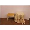 Image 1 : * Wood Stool - 20" x 13" x 19" & OSB End Table w/ Fabric - 20" x 25"