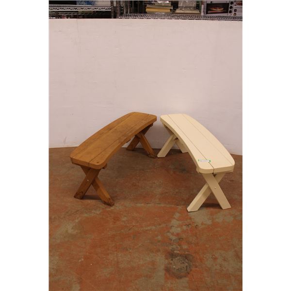 * (2) Wooden Outdoor Benches - 38" x 11" x 16" Each