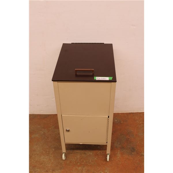 * Metal Filing Cabinet on Wheels - 14" x 18" x 28" - As Is