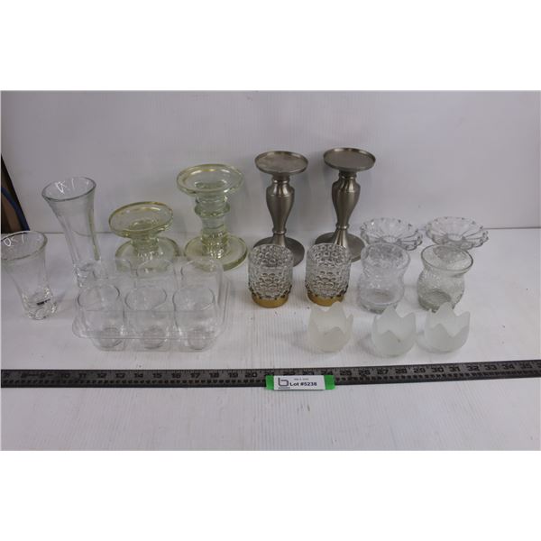 Assorted Candle Holder Sets, Votives & Vases