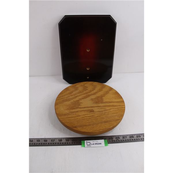 Wooden Wall Plaque 10" x 13", Wooden Turntable 11" Dia