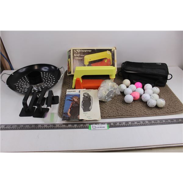 Vintage Ronco Rhinestone & Stud Setter, Vegetable Cook Pan, Plastic Wall Hooks With Adhesives - Unus