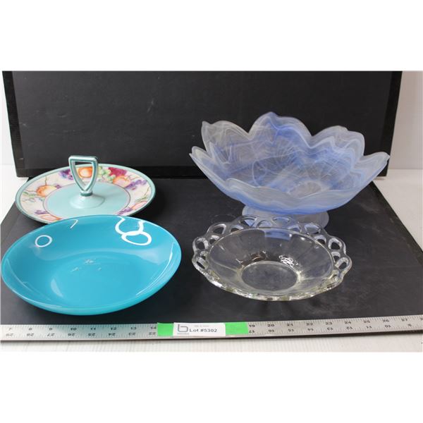 (4) Glass Trays/Bowls Up to 13"