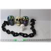 Image 1 : Halloween Lot- (4) Skulls- Plastic & Ceramic. Plastic Chain