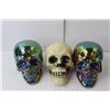 Image 3 : Halloween Lot- (4) Skulls- Plastic & Ceramic. Plastic Chain