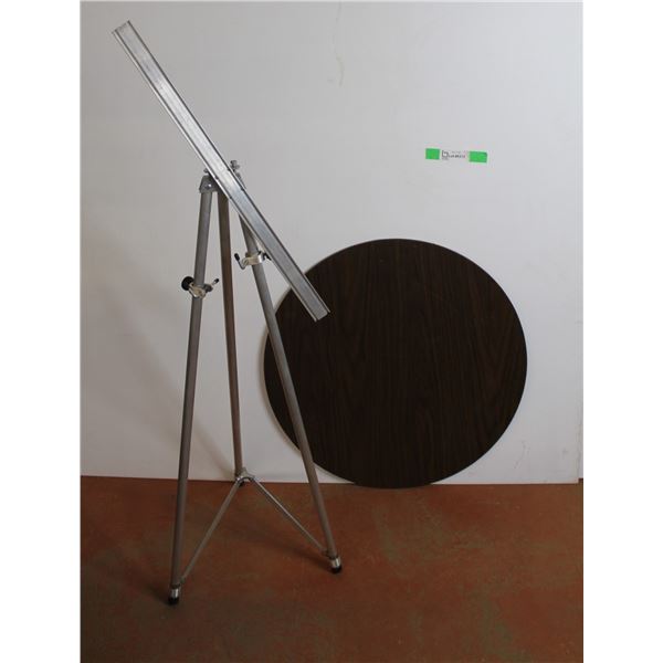 Metal Painting Easel 35" Tall & Round Wood Table Top 23.75"