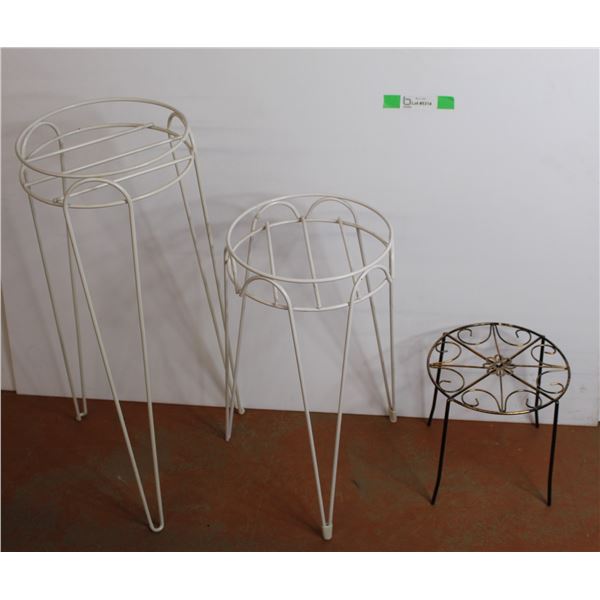 (3) Metal Plant Stands Up to 27" Tall