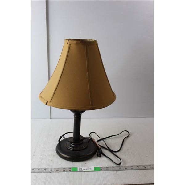 Vintage Metal Lamp 20" Tall with Gold Colored Shade- Working, Bulbs Not Included