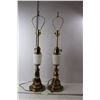 Image 1 : (2) Stiffel Brass & Glass Lamps- Working, No Shades or Bulbs 37" Tall