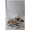 Image 2 : Kitchen Lot- Cookie Cutters, Paper Towel Stand, Glass Sugar Bowl & Creamer, Misc.