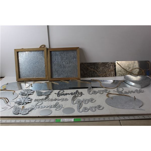 Lot of Galvanized Craft Plaques