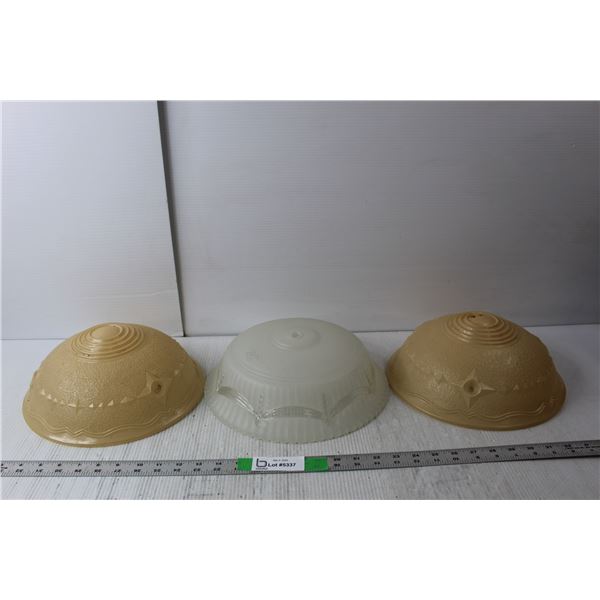 (3) Vintage Glass Light Ceiling Fixtures Up to 11.25" Wide