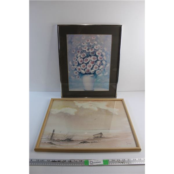 (2) Framed Wall Hanging Art Prints 21'' x 17''